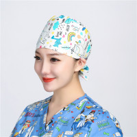 巧护士手术帽女士厨房帽子防掉头发防油烟女家用煮饭做饭戴的韩版 彩虹蓝 可调节