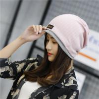 百搭春秋帽子女韩版时尚套头帽头巾帽保暖多功能睡帽月子帽包头帽 粉红色 针织-加边 M(56-58cm)