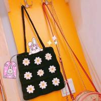 cc宋妍霏同款包手工编织diy毛线单肩斜跨可爱花朵减龄百搭甜美包 黑色材料包送工具包