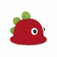 手工编织帽子材料包diy男女儿童宝宝秋冬毛线帽子婴儿恐龙帽材料 大红色恐龙帽材料包3岁以上 不是成品