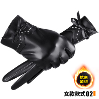 啄木鸟皮手套女冬季骑车加绒加厚防水防风触屏冬天骑行摩托车手套 款式二 均码