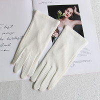 白色纯棉手套女薄款触屏工作防护劳保开车防滑耐磨透气礼仪文玩男 白色纯色(女士) 均码