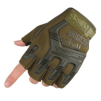 特种兵迷彩手套男士运动健身半指户外骑行登山战术露指格斗薄手套 军绿色 均码
