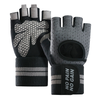 健身房护手套男哑铃器械单杠锻炼护腕训练半指运动引体向上护膝女 护腕升级款灰色，一对 XS（手围16.5-17.5CM，手