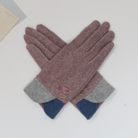 刺绣时髦 显瘦韩系女春秋季薄款弹力贴肤分指触屏手套冬天保暖ins 粉色 均码
