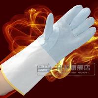 长款全牛皮帆布袖电焊手套焊工烧焊机械加固耐用耐高温隔热手套 普通款 均码