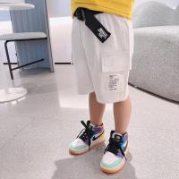 优优之家儿童裤子2021新款夏季宝宝洋气梭织裤男童假腰带五分裤潮 白色 90cm