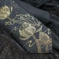 [双生莲]原创JK领带女提花手打衬衫DK搭配领带男小物领结鲸鱼家 双生莲金色
