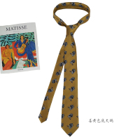 HOW复古摩登港风色织人物时尚休闲衬衣领带男女高级质感婚礼主持 姜黄色底天鹅(有反光)