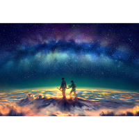 唯美星空二次元高清海报贴画 宿舍房间动漫意境背景墙装饰墙贴 二次元意境001 大