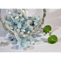 多肉植物鱼缸石五彩鹅卵水晶碎石红黄白黑绿紫蓝粉色超小中号石头 海蓝宝水晶小碎石100克5-8mm