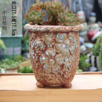 麦饭石花盆大口径拼盘复古陶盆吸水透气法师盆陶盆肉肉盆特价 麦饭石浮雕素色大老桩 中等