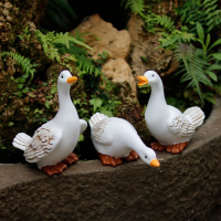 微景观装饰鸭子摆件仿真动物盆景花园盆栽庭院假山造景水景工艺品 喝水+嬉笑+展翅（大号）