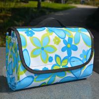 春游野餐垫防潮垫便携沙滩垫子户外防水野外加厚地垫草坪野餐布 蓝色百合花300*300