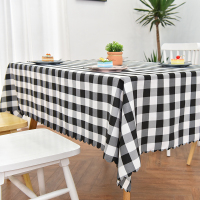 格子桌布小方格餐桌布ins风长方形桌布布艺家用田园小清新野餐布 黑白色 格子 200*260cm