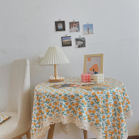 大千印象 小清新桔子桌布ins田园风家用宿舍餐厅民宿装饰野餐摆拍 大桔大利花边 160*300cm