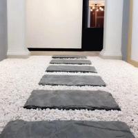 青石板汀步石花园草坪垫脚铺路石脚踏板户外院子地砖田园石板地砖 手工毛边40*100 3/4厚 不 运费到付 其它