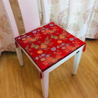 中式福字结婚喜字垫子拜堂敬茶跪垫大红餐椅垫福字坐垫实木沙发垫 双牡丹 42X42×2.6厚（加绑绳）