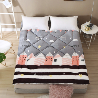 法兰绒床垫垫褥宿舍单人90cm大学学生床0.9寝室冬季毛毯垫子1.2米 幸福小镇【加厚】 宽1.8*长2米【大双人床】