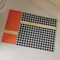 轻奢风橙色马千鸟格厕所门口吸水防滑脚垫子 卧室门垫卫生间地垫 千鸟格橙拼接（两条黄线） 80*120cm法兰绒