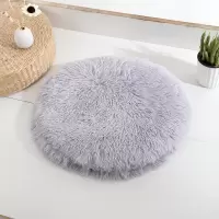 长毛绒宠物圆垫子泰迪博美小型犬狗笼保暖秋冬适用舒适简约实用 浅灰色 L:直径约60CM