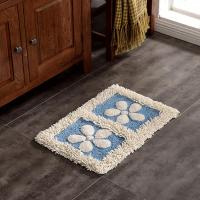 雪尼尔全棉浴室吸水地垫脚垫入户门垫地毯卫生间门口防滑垫子 乳白色 788号蓝色底纹 50x80cm防滑垫