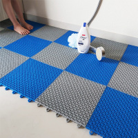 浴室防滑垫沐浴家用洗澡隔水垫子厕所卫生间淋浴阳台全铺防摔地垫 灰蓝 25x25cm/片[18片装]