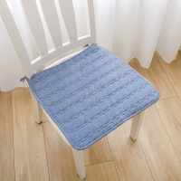 现代简约纯棉餐桌椅垫老板椅坐垫透气防滑四季通用家用车座用垫子 蓝色 纯色 40X40cm