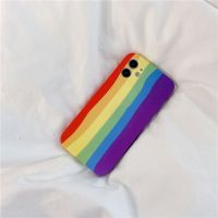 彩虹纹苹果11/12手机壳iPhoneX/XR镜头全包XSmax硅胶7/8Plus护壳 彩虹红 苹果12