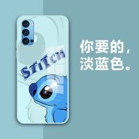OPPOreno4se手机壳液态玻璃reno4/4pro简约防摔卡通个性男女新款 [淡蓝色-史迪奇] opporeno4