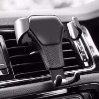车载手机支架汽车内多功能通用型车上导航创意出风口卡扣式支撑座 升级款【皮纹王子黑】 车载手机支架