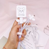 OPPO A8/11/X/A7X/A5/9/K1手机数据线保护套耳机充电器线缠绕绳套 镭射线[套装] 天使-X熊