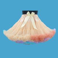 彩虹裙撑超蓬软妹无骨网纱裙撑衬裙大码蓬蓬裙cosplay 40cm裙长 卡其+彩