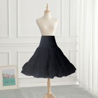 lolita白色纱裙超蓬暴力水晶纱无骨裙撑衬裙半身裙蓬蓬裙cosplay 可调节长短不扎腿裙(60厘米黑色)