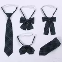 [海苔小物]深夜幻境日系JK制服领结领带学生墨绿格裙领花成品布 平角+手打领带