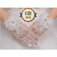 新娘短款婚纱手套 新款结婚蕾丝短款手套女薄白色婚礼手套蕾丝 E款