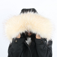超大星星款通用帽条仿狐狸毛仿貉子毛羽绒服百搭毛领子帽领毛条 米黄色 90厘米