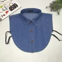 纯棉牛仔假领子衬衫女百搭新款假衣领男衬衣毛衣衣服装饰领子假领 浅牛仔 S码