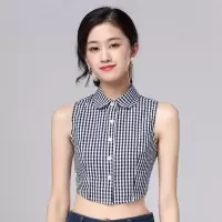 韩版娃娃假领子女衬衫秋冬装饰假领黑白格子衬衣假衣领棉毛衣领子 808格子圆领 S