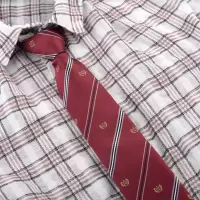短款拉链领带JK制服格子免打领带休闲时尚毛衣衬衫领带女百搭 酒红小皇冠 牛皮卡盒装