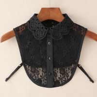 20新款假领子女百搭蕾丝假衣领秋冬季毛衣装饰领韩版节约领衬衣领 黑色 蕾丝 车轮