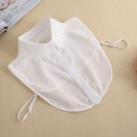 毛衣百搭装饰假领子女韩版春秋冬纯棉雪纺褶领方领白色女士假领 清纯勾花