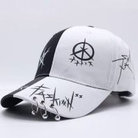 帽子男韩版潮流夏季帽子女学生太阳帽百搭时尚棒球帽防晒鸭舌帽 黑色+白色 涂鸦 (加珠) 帽子+墨镜+口罩