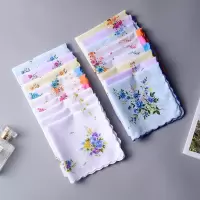 3条装全棉女手帕 印花女士手帕 月牙边复古吸汗手巾清爽小手帕 随机发10条