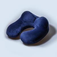 u型充气颈枕睡枕头护脖子飞机旅行枕便携护颈枕旅行三宝u型充气枕 深蓝 四件套(枕头/眼罩/收纳袋/耳塞)