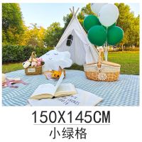 野餐垫子春游野餐布户外野炊地垫防水防潮垫休闲便携郊游野餐用品 小绿格(送气球) 200*195拼接(5-8人)
