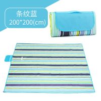野餐垫露营防潮垫户外加厚家用野外地垫子折叠草坪便携防水野餐布 200CM*200CM 蓝条纹【牛津布】升级加厚