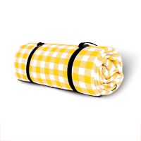 户外ins野餐垫防潮垫沙滩垫便携郊游野炊防水加厚草坪地垫野餐布 加厚黄白格-三层加厚亲肤可机洗 200*300cm