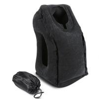 长途旅行充气飞机枕吹气款充气抱枕便携办公室车载高铁汽车抱枕 黑色