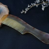 加厚大号羊角梳梳子天然家用静电木梳 羊角细齿(大号17cm)